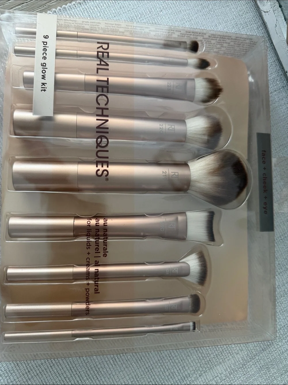 Real Techniques Rose Gold 9-Piece Makeup Brush Set NIB